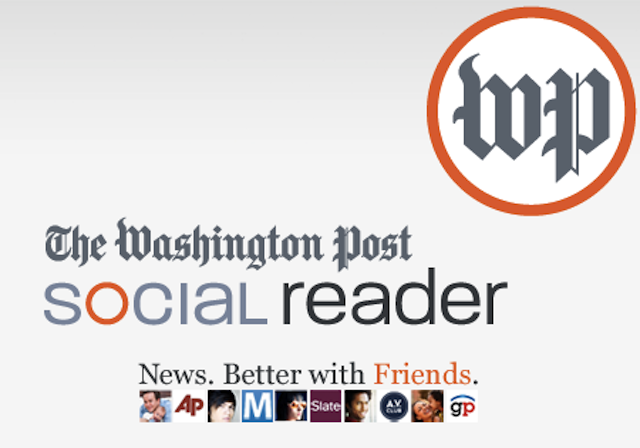 En la imagen, la aplicación social de noticias del Washington Post para Facebook Social Reader, la aplicación social de noticias del Washington Post en Facebook